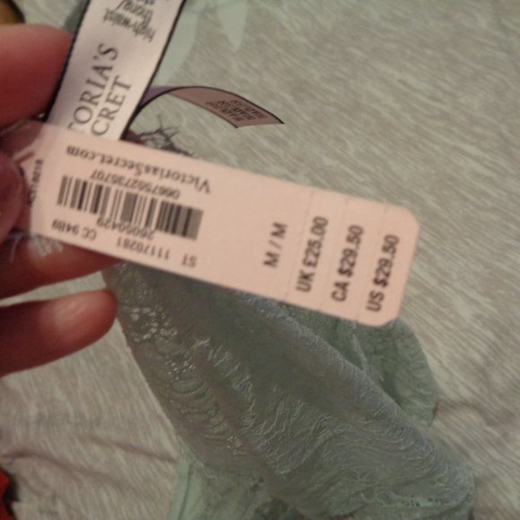 VICTORIA'S Secret High Waisted High Rise Lace Thong Green Panties Size Medium - Picture 6 of 11